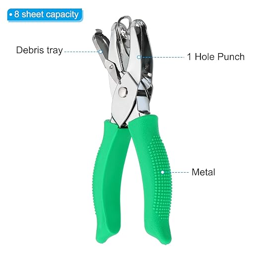 PATIKIL 1/4" Star Single Hole Punch, Handheld Hole Puncher with Grip Metal Paper Puncher for DIY Craft Scrapbook Ticket Card, Green