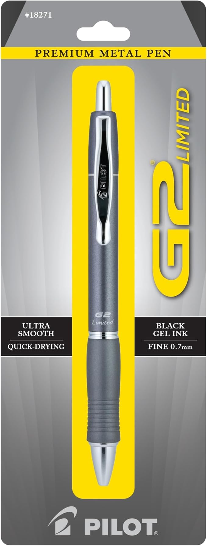 Pilot G2 Limited Premium Metal Gel Pen, Fine Point, 0.7 mm, Assorted Barrel Color, Black Ink