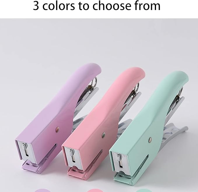 QILIMA Desktop Cute Office Tape Dispenser & Stapler Set - Mini Stapling Tool for One Hand Operation,Purple