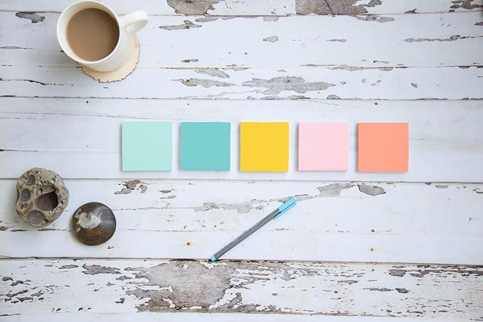 Post-it Notes, 4x6 in, 5 Pads, America's #1 Favorite Sticky Notes, Beachside Café Collection, Pastel Colors, Recyclable (660-5PK-AST) (Pack of 12)