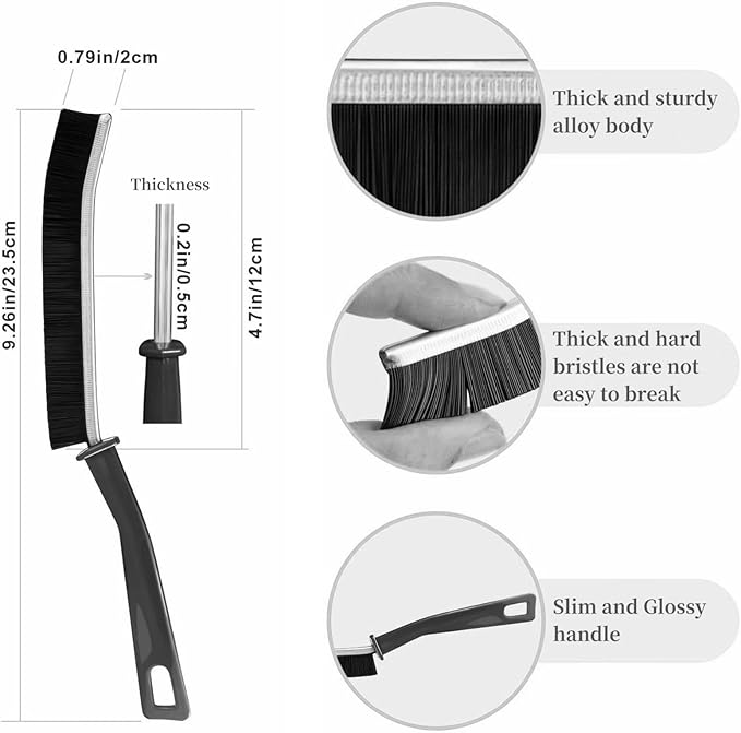 2 PCS Crevice Cleaning Brush,Hard Bristle Crevice Cleaning Brush,Crevice Cleaning Tool is Effective to Clean The Small Gap of Kitchen, tolilet and Windows. (2pcs)
