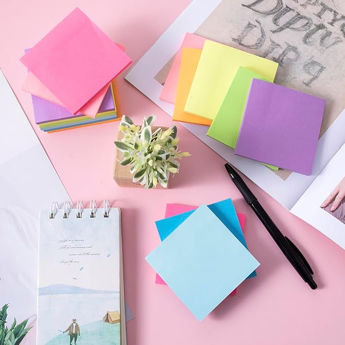 (16 Pack) Sticky Notes 3x3, Self-Stick Pads Bright Colors Sticky Note, Recyclable, Easy to Stick for Home, Office, Notebook