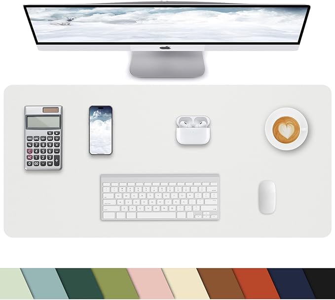 PULeather Non-Slip Desk Mat, Large Mouse Pad & Laptop Desk Pad - Waterproof Writing Pad for Office & Home (Ivory White, 35.4" x 17")