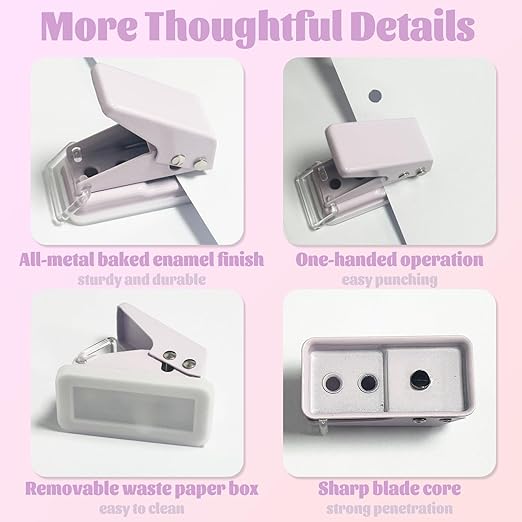 Hole Punch, Hole Puncher，1/4" Hole, Small Single Hole Punch One Mini Hole Puncher Purple