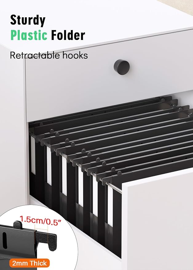 Extra Capacity Plastic Hanging File Folders,12 Pack Reinforced Hang Folder, Heavy Duty 1 Inch Expansion, Filing Cabinet Folders Letter Size for Bulk Files/Medical Charts, Black