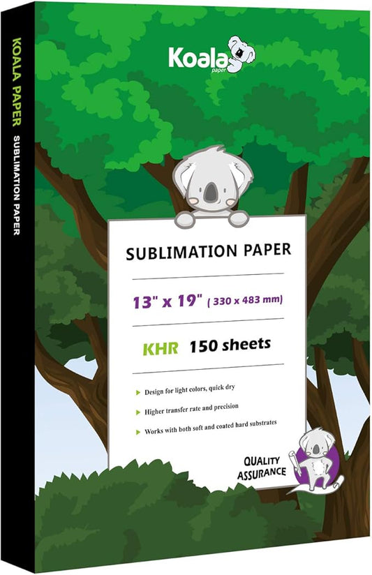 Koala Sublimation Paper 150 sheets 13x19 inches for Heat Transfer DIY Gift Compatible with Inkjet Sublimation Printer 105gsm