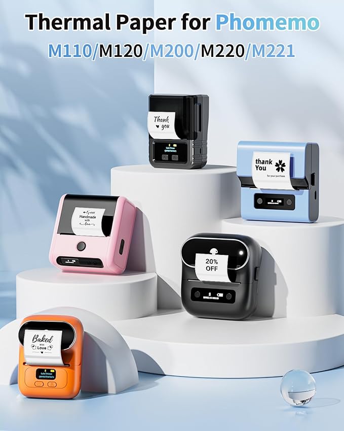 M110 Labels Compatible with Phomemo M110/M120/M200/M220/M221 Label Maker, Multi-Purpose Self-Adhesive Thermal Label, 1.96"x 1.18"(50x30mm), Black on White, 230pcs