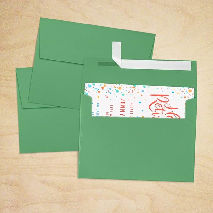 LUXPaper A7 Invitation Envelopes | Peel & Press | 5 1/4" x 7 1/4" | Holiday Green | 80lb. Text | 50 Qty