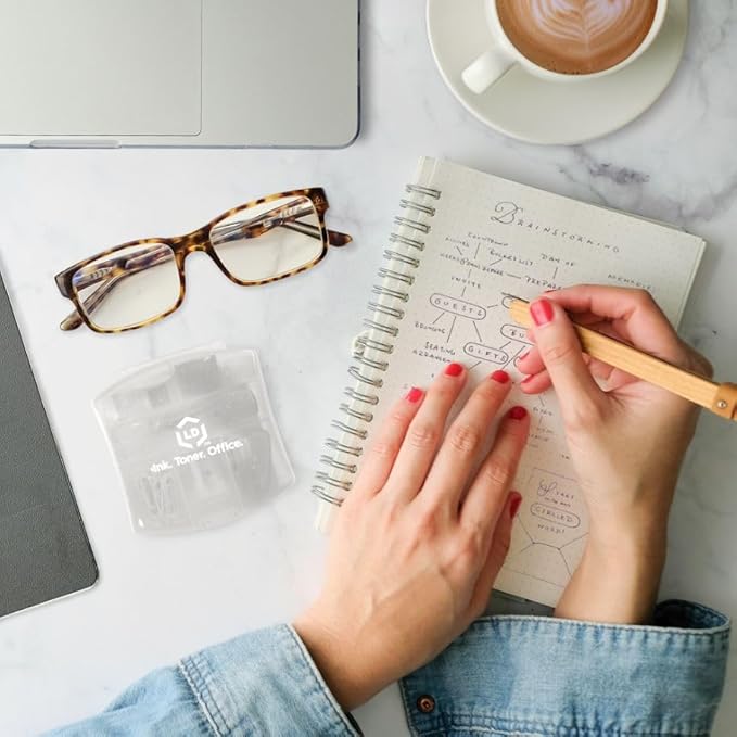 LD Products Clear Mini Office Supply Kit Portable Case with Scissors, Paper Clips, Tape Dispenser, Pencil Sharpener, Stapler & Staple Remover
