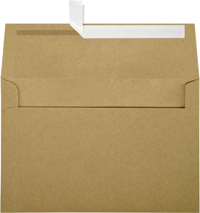 LUXPaper A8 Invitation Envelopes | Peel & Press | 5 1/2" x 8 1/8" | Grocery Bag Brown | 70lb. Text | 50 Qty.