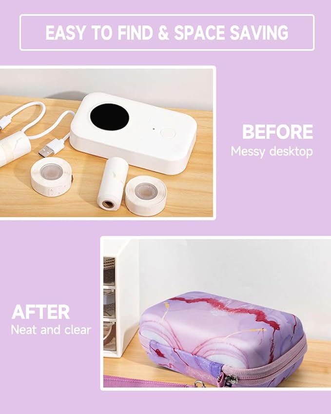 Phomemo D30 D35 Label Maker Case, Storage Bag Compatible with NELKO P21/NIIMBOT D11/JADENS D110/SUPVAN E10 Label Printer, Fits for Mini Labels Sticker Machine, Box Only - Pink