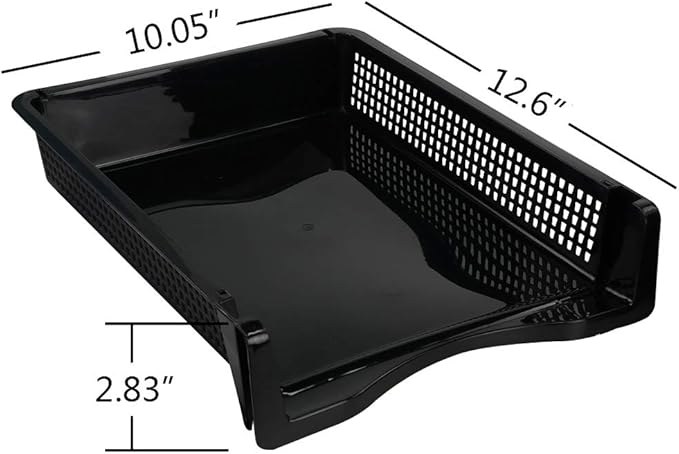 Stackable Paper Tray Set of 6, Black Plastic Letter Tray Basket