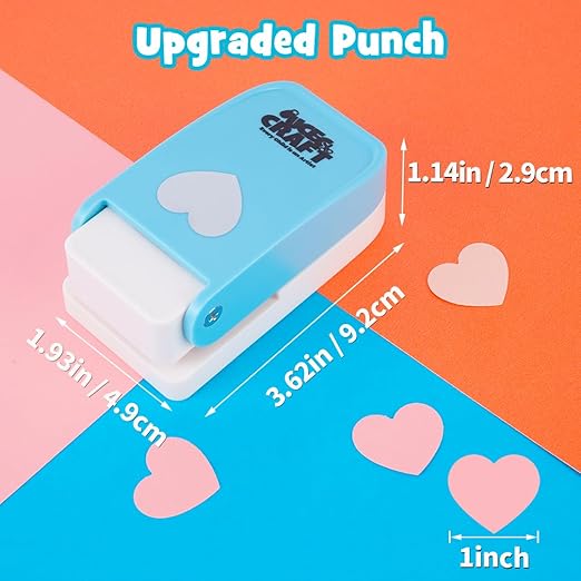 UCEC Heart Hole Punch 1 Inch, Heart Punches for Paper Crafts, Handmade Craft Paper Punch Shaped Hole Punch, Craft Lever Punch for Tags Cards Scrapbooking Home School Office Supplies