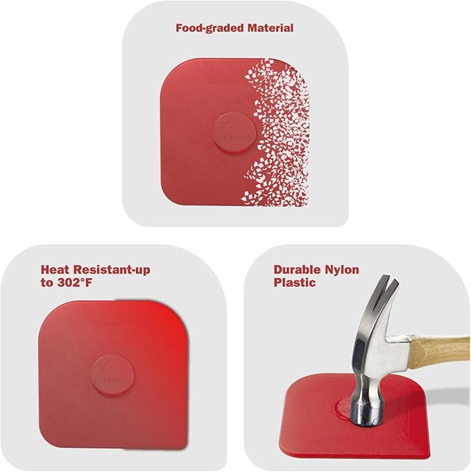 Pan Scraper, 10 Pcs Pot Scraper Plastic, Pot Scraper Non Scratch for Cast Iron, Pot and Pan Cleaning, Sturdy Scraper Kitchen Tool, Red