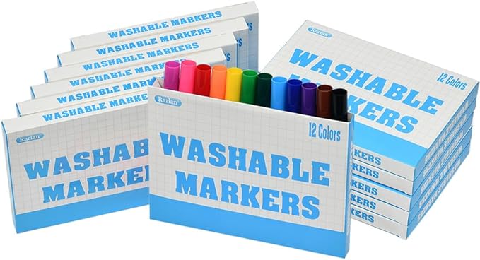 Rarlan Washable Markers Bulk, Markers for Kids, Classpack, 12 Colors,12 Boxes, 144 Count