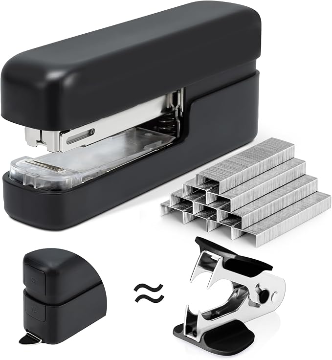 deli Stapler, Desktop Staplers with 830 Staples and Integrated Staple Remover, 40 Sheet Capacity Office Stapler, Black