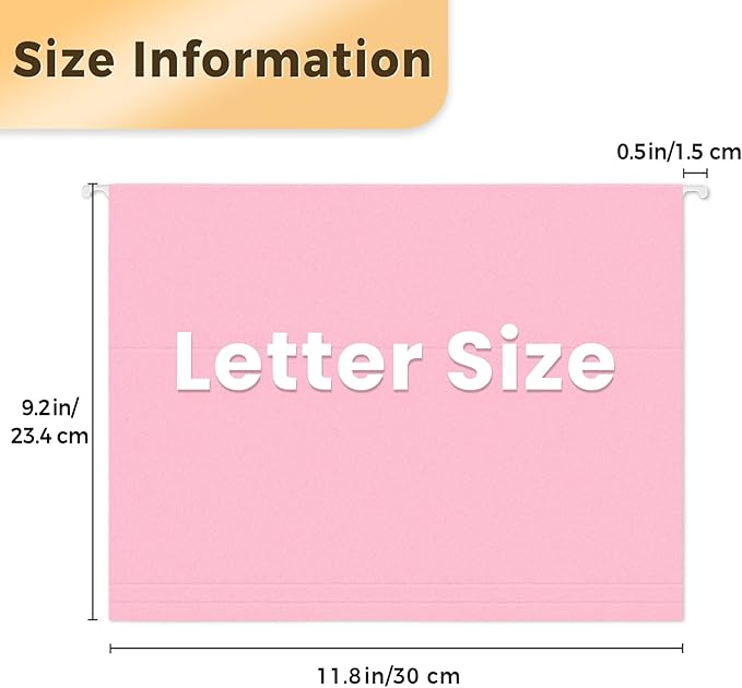 SUNEE 25 Pack Hanging File Folders, Bright Folders, Hanging File Folders Letter Size with 1/5-cut Tabs, Stay Organized for Your Home and Office Bulk File and Documents