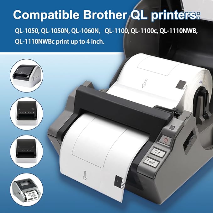 Label KINGDOM Replace for DK-1241 Brother 4" x 6" Die-Cut Large Shipping Label, 102 mm x 152 mm 200/Roll White Paper Address Label for QL-1100 QL-1110NWB Label Printer (10 Rolls+1 Frame)
