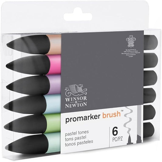 Winsor & Newton ProMarker Brush Set, 6 Count, Pastel Tones