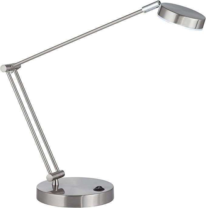360 Lighting Jarrett Modern Desk Lamp 19" High Satin Nickel Silver Metal LED Adjustable Arm Rotating Head for Bedroom Living Room House Home Bedside Reading Office Entryway Kids Family