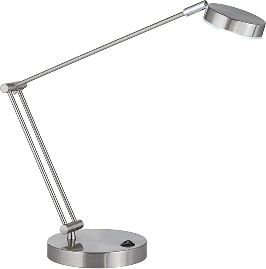 360 Lighting Jarrett Modern Desk Lamp 19" High Satin Nickel Silver Metal LED Adjustable Arm Rotating Head for Bedroom Living Room House Home Bedside Reading Office Entryway Kids Family