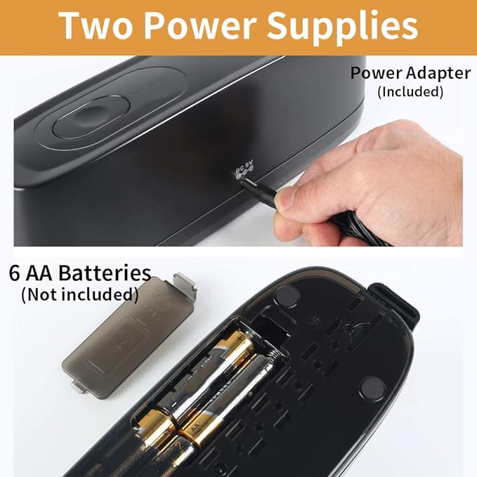 AFMAT HP01 3 Hole Punch, Electric Three Hole Punch Heavy Duty, 20-Sheet Punch Capacity, AC or Battery Operated, Effortless Punching, Long Lasting Paper Puncher for Office School Studio, Black