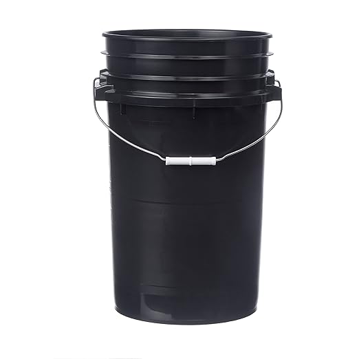 Hudson Exchange 7 Gallon (2 Pack) Large Bucket Pail Container with Easy Peel Lid, Food Grade BPA Free HDPE, Black