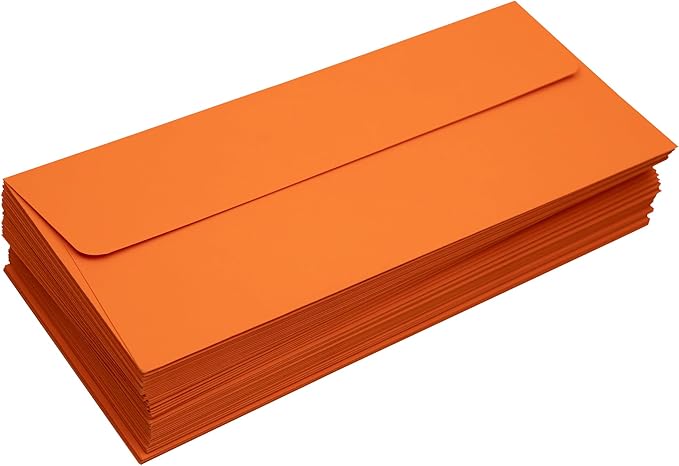 LUXPaper #10 Business Envelopes | Peel & Press | 4 1/8" x 9 1/2" | Mandarin Orange | 80lb. Text | 1,000 Qty