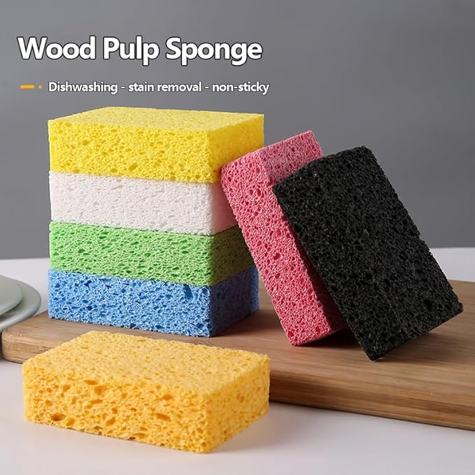 12 - Pack Non-Scratch Scrub Sponges - Sponges for Dishes and Washing Dishes, Cleaning Sponges for Kitchen Home Bathroom Cars, Funny Cut-Outs DIY for Kids (Blue)