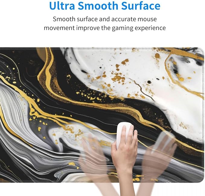 Desk Pad,Office Desk Mat 31.5"×11.8" Large Gaming Mouse Pad,Durable Extended Computer Mouse Pad,Waterproof Thick Big Mouse Pads with Non-Slip Rubber Base Office Home Black Gold Marble 1