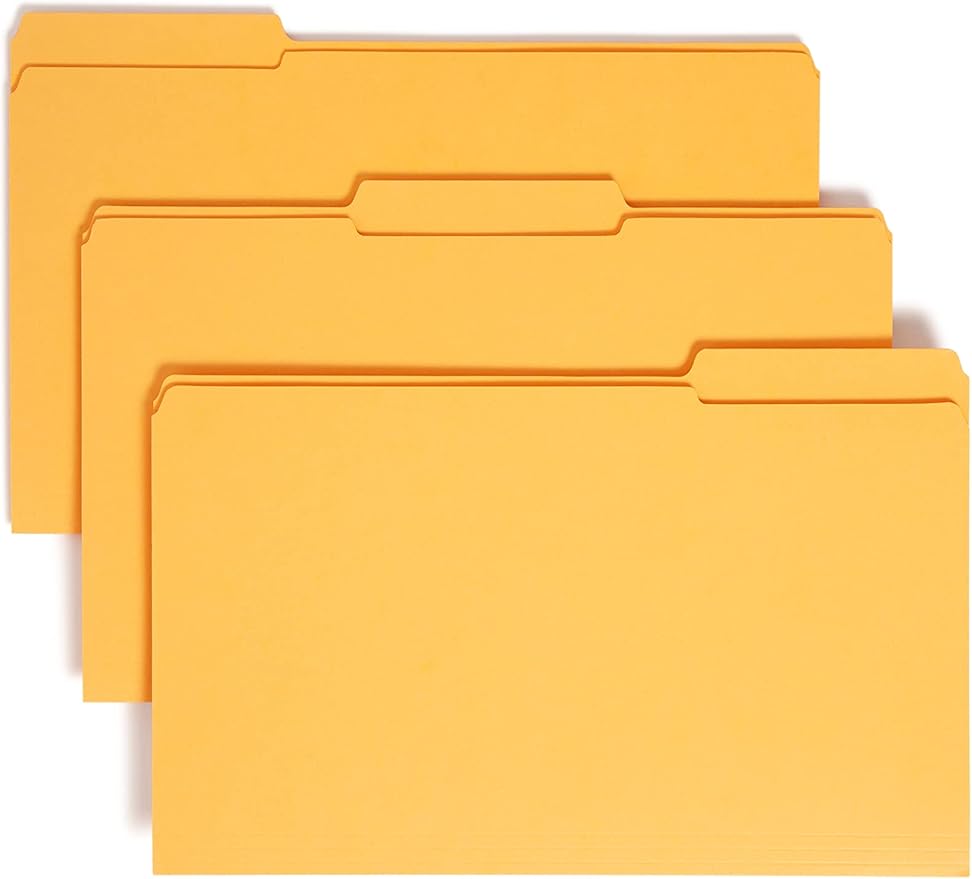 Smead File Folder, Reinforced 1/3-Cut Tab, Legal Size, Goldenrod, 100 per Box (17234)