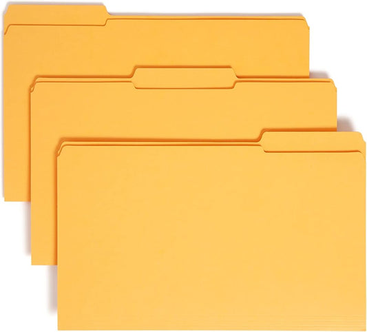 Smead File Folder, Reinforced 1/3-Cut Tab, Legal Size, Goldenrod, 100 per Box (17234)