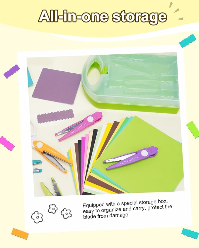 UCEC Decorative Paper Scissors Set, 5 Pairs Zig Zag Edges With Portable Organizing Container, Great for DIY Wavy Cutting, Crafts, Scrapbooking, Paper Quilling and Kid's Designs