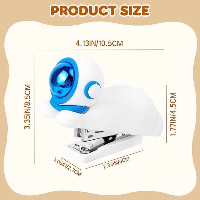 Honagu Cute Stapler, Cartoon Stereoscopic Silicone Stapler, Labor-Saving Office Supplies, Desktop Stationery Gift for Students Kids (White)