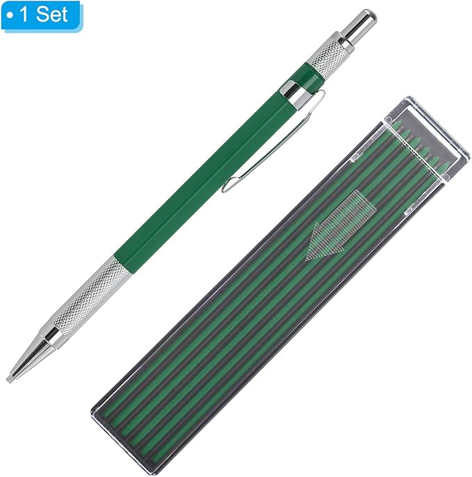 PATIKIL Mechanical Pencil with 12Pcs Multicolor Refills, Write Smoothly Portable Pencil with Built-in Sharpener for Drafting Painting Designing, Green