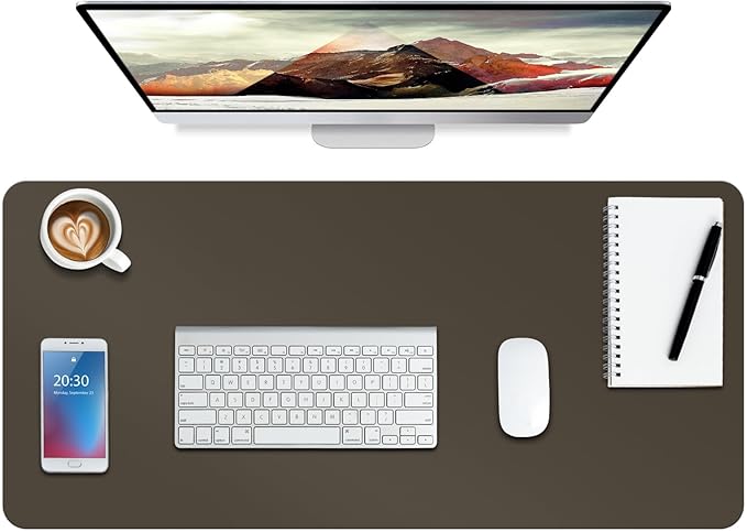Boutilon Leather Desk Pad Protector,Non-Slip Mouse Pad,Laptop Desk Pad,Office Mouse Mat,Waterproof Leather Desk Blotter,Desk Writing Pad for Office and Home (S-Coffee,24"x 14")