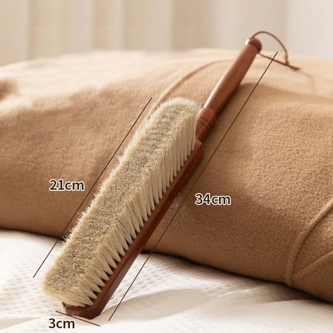 Hand Broom Brush, Hand Broom, Beech Wood Handle Horse Hair Brushs, 13.4 Inch Long Dust Brush, for Suits, Counters, Beds, Clothes, Furniture, Fireplace, Pet Hair, Bench, Car, Woodworking Cleaning