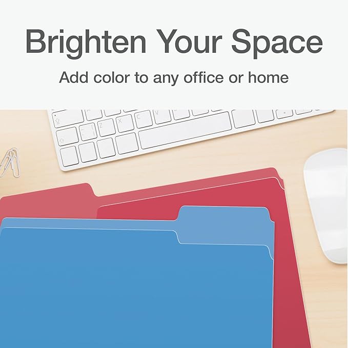 Pendaflex Heavyweight File Folders, Assorted Colors, Letter Size, 1/3-Cut Tabs, Extra Durable, 50/Box, Great for Office Filing & Organization (1006536)