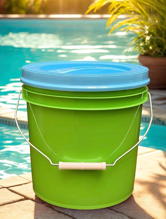House Naturals 2 Gallon Food Grade - BPA Free Made in USA Buckets Lime Color pails with Screw On Gasket Lids (4, Lime - Aqua lids)