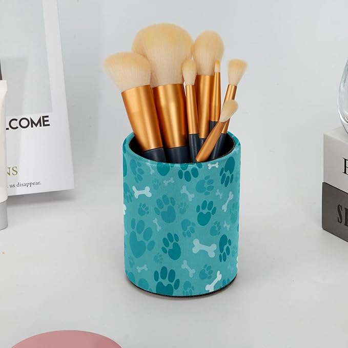 Dog Footprints Pen Holder Stand Cup Pencil Holder Organizer Makeup Brush Holders for Home Office Desk