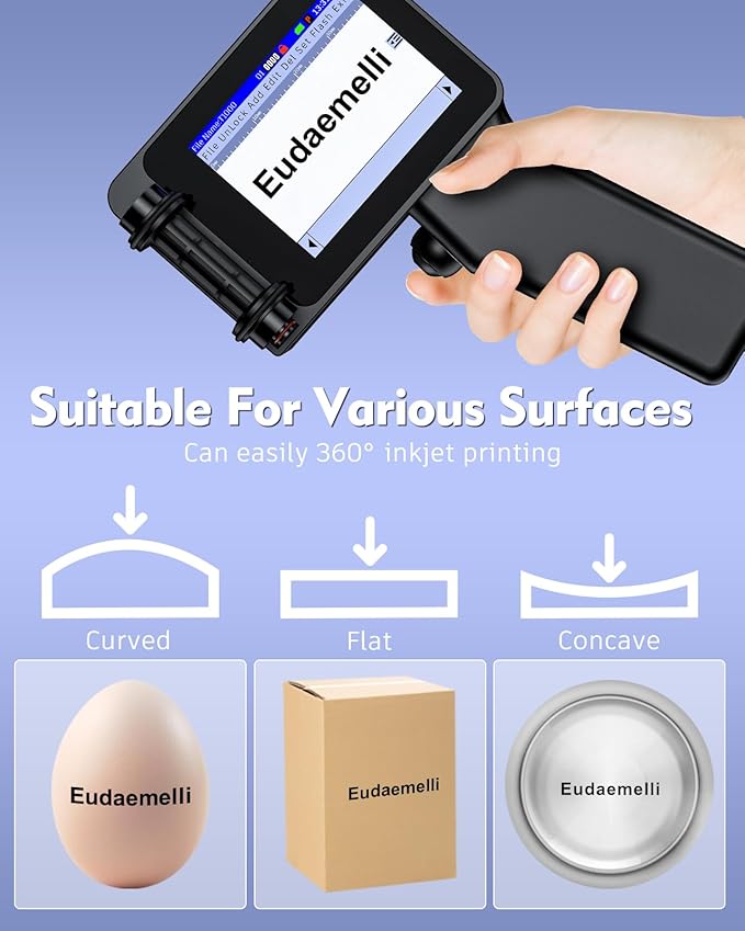 Mini Handheld Inkjet Printer, T1000 Printer Gun with 42ml Fast-Drying Ink Cartridge, Mini Date Printers for Date Coder, QRcode, Barcode, Batch Number, Text, Logo(Black, Printing Height: 0.08-0.5Inch)