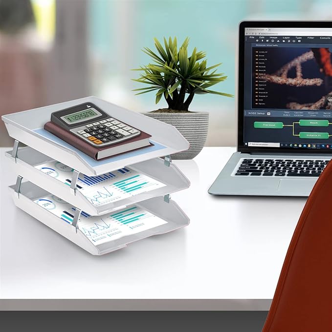 Acrimet Facility 3 Tier Letter Tray, Front Load, Letter Size/A4, Desktop File Organizer, Plastic (White Color)