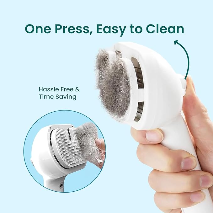 3 In 1 Steam Grooming Brush for Cats & Dogs, USB Rechargeable Hair Removal Comb with Spray Mist, Includes 200 ml Shampoo for Indoor Pet Shedding & Detangling (White)