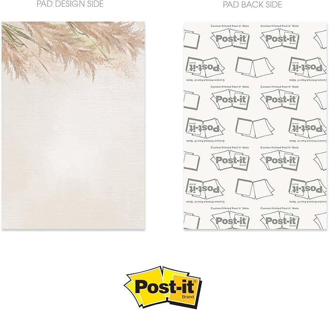 Pampas Grass Sticky Note Pads / 4" x 6" Repositionable Trendy Boho Sticky Notes / 50 Sheets Per Pad/Set of 5 Designs/Made in USA