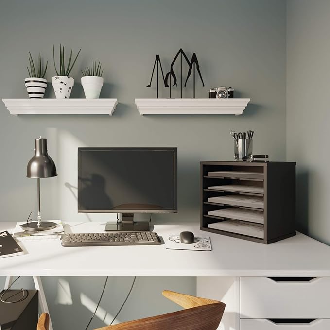 Ballucci File Organizer Paper Sorter, 5 Tier Adjustable Shelves Office Desk Organizer, 13 5/8" x 9 1/4" x 12", Black