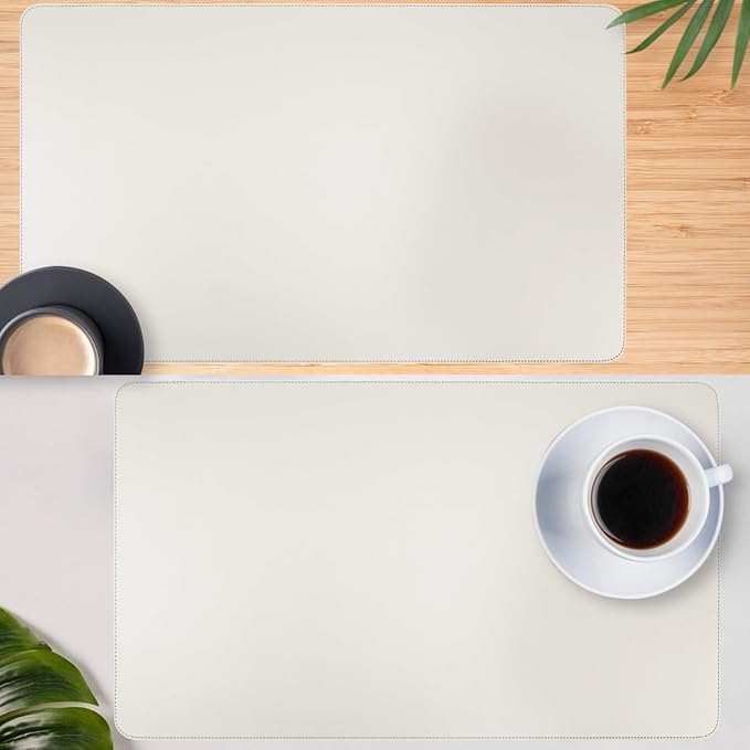 Beige Desk Mat, 47.2" x 17" PU Leather Large Mouse Pad, Non-Slip Office Desk Pad, Computer Desk Pads