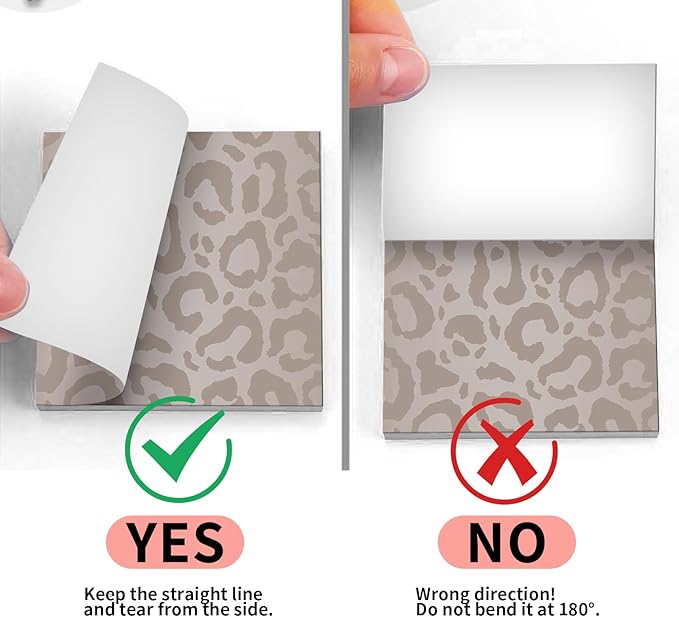 2 Pack Sticky Notes 3x3 Inches, Bright Cute Strong Sticking Power, Easy to Post for Home, Office, 80sheets/Pads, Black Leopard Print