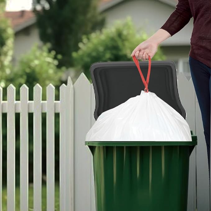 39 Gallon Lawn & Leaf Trash Bags Drawstring, 50 Count, Heavy Duty White & Unscented Plastic Bags, Multi-purpose Garbage Bags for Home Commercial, Outdoor, Construction, Industrial