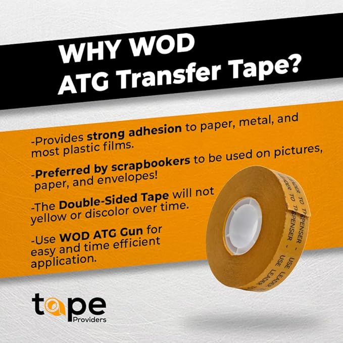 WOD RWATGD Tape Dispenser Gun for Transfer Tape, Adhesive Applicator: Dispenses 1/4 in., 3/8 in., 1/2 in., and 3/4 in. Wide on 1 in. Core