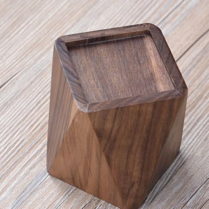 Wooden Pen Holder for Desk, Multi-Functional Pen Cup Pencil Holder for Office School Supplies Storage, Black Walnut Desk Organizer and Accessories（Prismatic）
